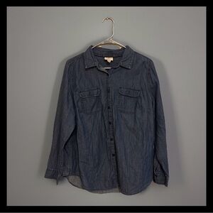 St. John’s Bay Denim Button Up for Women Sz 0X Long Sleeve